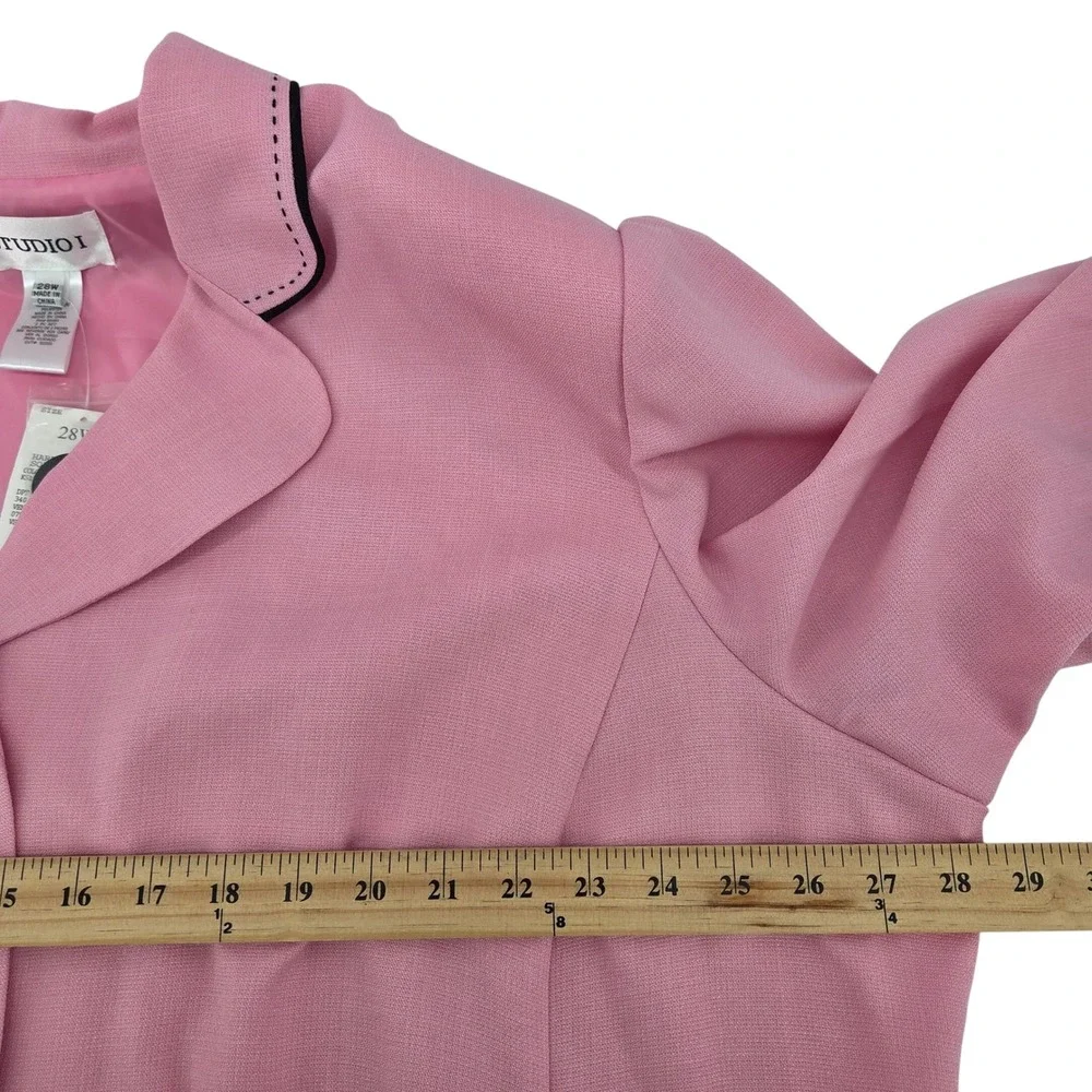 Studio‎ I Womens Pink Black Blazer Jacket 28W Barbiecore